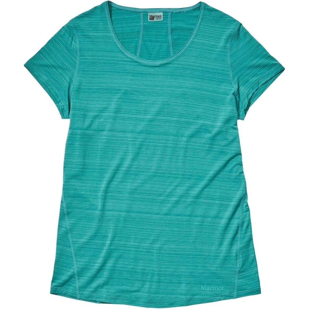 Marmot Aura Womens Short Sleeve Performance Athletic Shirt Teal Green Size L Top